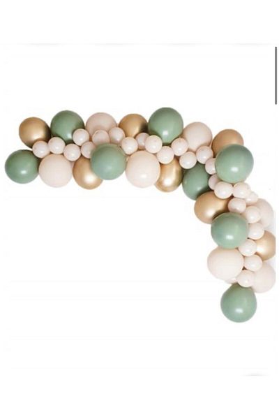 eğlencemarketi Chrome Gold Salmon and Mold Green Balloon Chain 100 Pieces