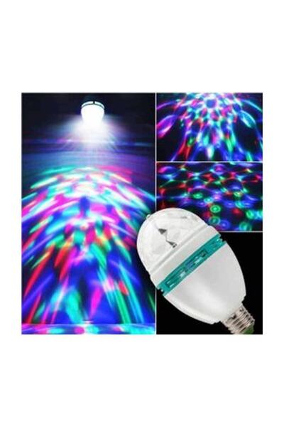 renn 16 Renkli Disko Ampülü Hareketli 360 Derece Dönen Disco Topu Gece Lambası Led Disko Dönen Ampul