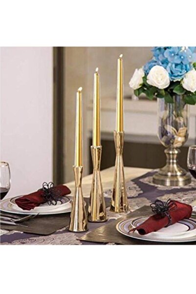Partioutlet Gold Şamdan Mum 25 Cm 2 Adet