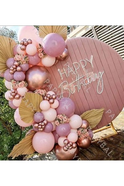 eğlencemarketi Macaron Pink Dusty Pink Rosegold Chrome Balloon Chain 100 Pieces
