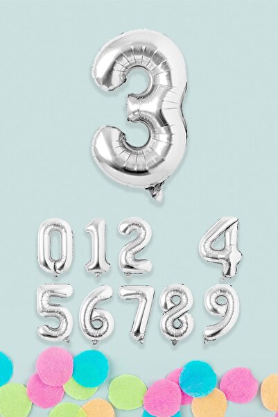 PEKSHOP بالونات فضية بأرقام فضية مقاس 16 بوصة 40 سم