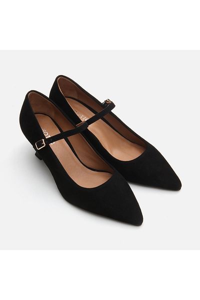 Hotiç Stiletto de damă Mary Jane din piele naturală neagră