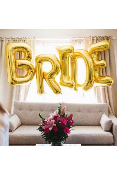 eğlencemarketi Bride Foil Balloon 80 Cm Gold Gold Color Bachelorette Party