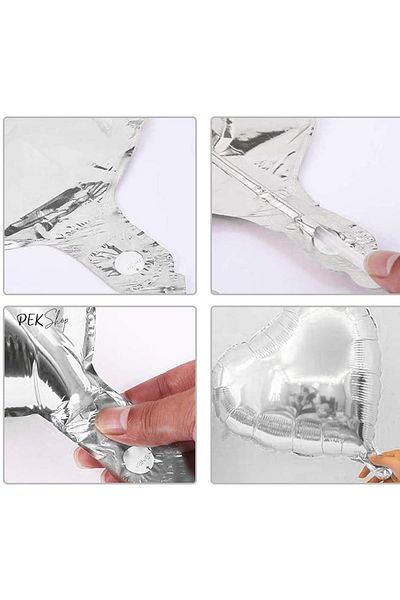 PEKSHOP Silver Heart Foil Balloon Shiny Heart Balloon 18" 45cm