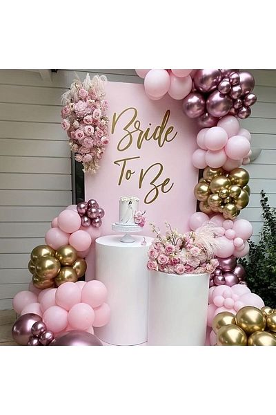 eğlencemarketi Pink Gold Chrome Balloon Chain 100 Pieces