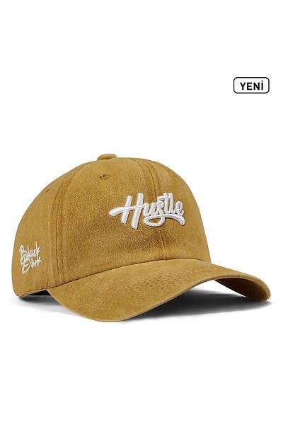 BlackBörk Vintage Baseball Hustle Embroidered Yellow Hat