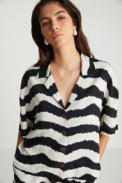boneqa barcelona Zebra Desenli Gömlek