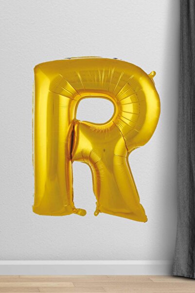 PEKSHOP بالون فويل حرف R ذهبي 100 سم 40 بوصة 1 متر ذهبي