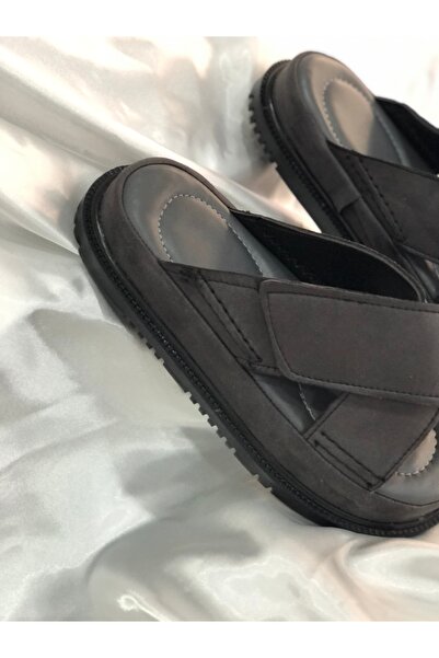 Hg Ayakkabı Rona Antraset Сірий замш - 4 см платформа, шнурівка, тапочки з підошвою