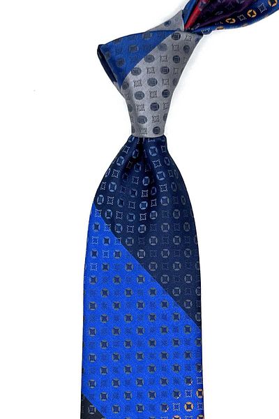 Kravatkolik Navy Blue Patchwork Patterned Classic Tie - Kk12769