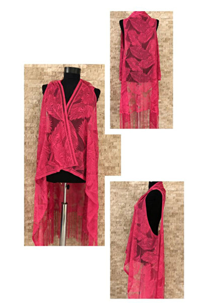 Genel Markalar Pembecin Pareo Dantel Yelek Mayo Bikini Üzeri Yaprak Desenli P...