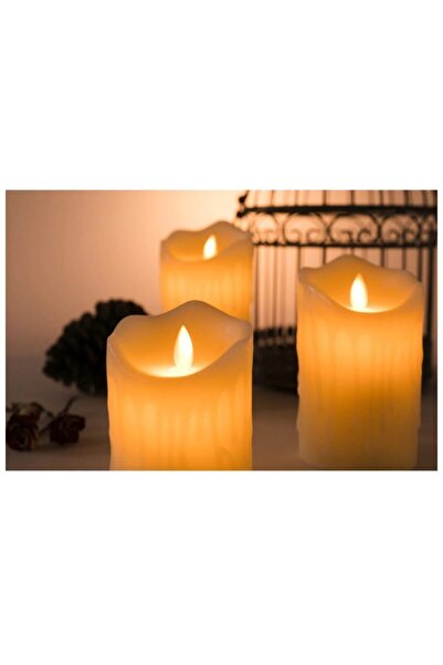 renn Alevli Led Mum Hareketli Alev Görünümlü Dekoratif Mum - 7cm