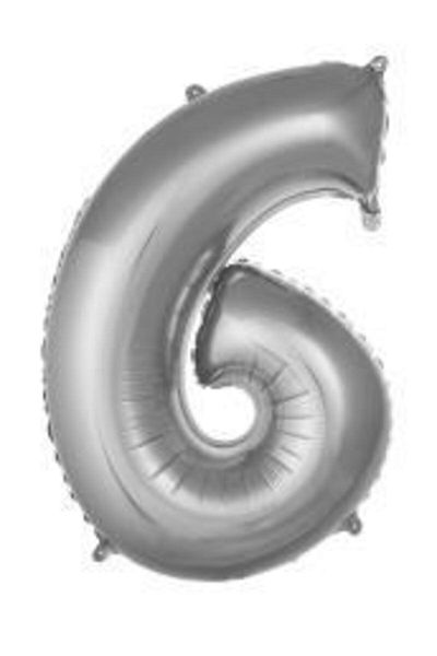 eğlencemarketi 16 Inch 35 Cm Silver Foil Number Balloon 6