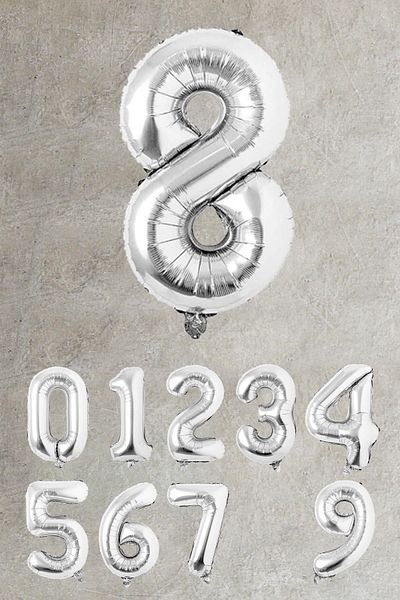 PEKSHOP Silver Number Foil Balloon Large Size Silver Number Balloons 100cm 40inch