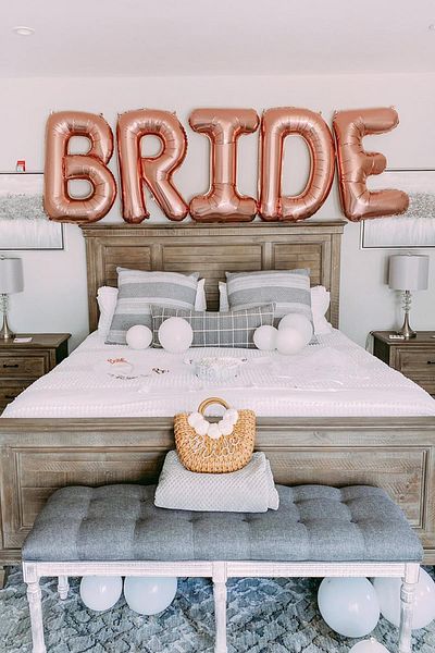 PEKSHOP Rose Gold Bride Balloon Set Giant Foil Balloon Set Bachelorette Bride To Be Party Balloons 100cm