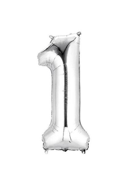 Partioutlet 1 Number Foil Silver Balloon Small 35 Cm