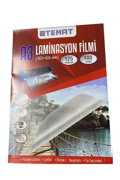 Temat A3 Laminating Film PVC 125 Micron Pack of 100