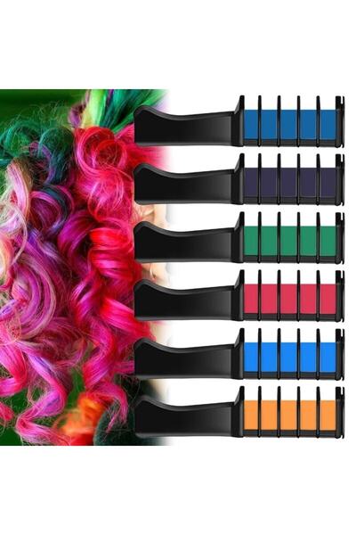 pazariz Rengarenk Saç Boyama Tebeşiri - Mini Taraklı Konsept Saç Boyama Seti Hair Chalk Turuncu