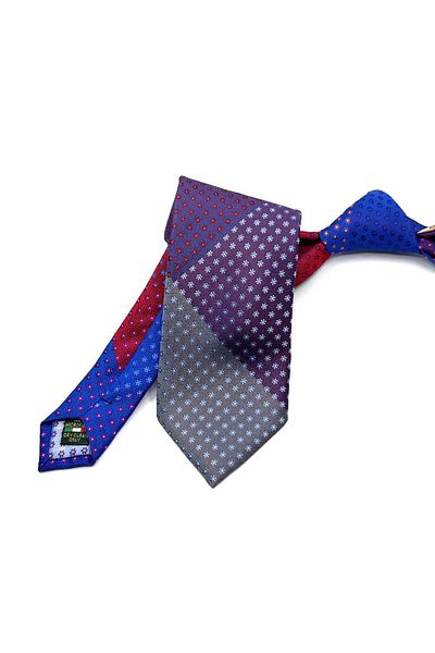 Kravatkolik Navy Blue Patchwork Patterned Classic Tie - Kk12819