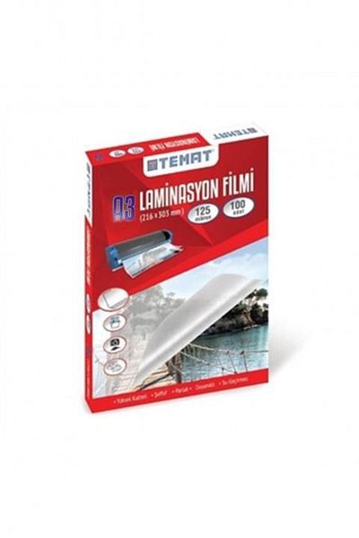 Temat A3 Laminating Film PVC 125 Micron Pack of 100