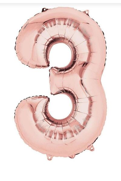 SYC PARTY 3 Years Old Foil Number Balloon 16 Inc 36 Cm Rose Color