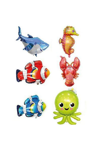eğlencemarketi Ocean Theme Sea Creatures Foil Balloon Set of 6