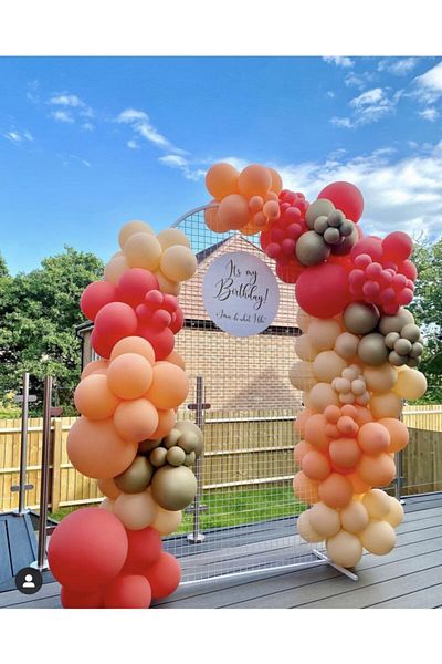 eğlencemarketi Chrome Gold Pastel Salmon Skin Color and Red Balloon Chain 100 Pieces