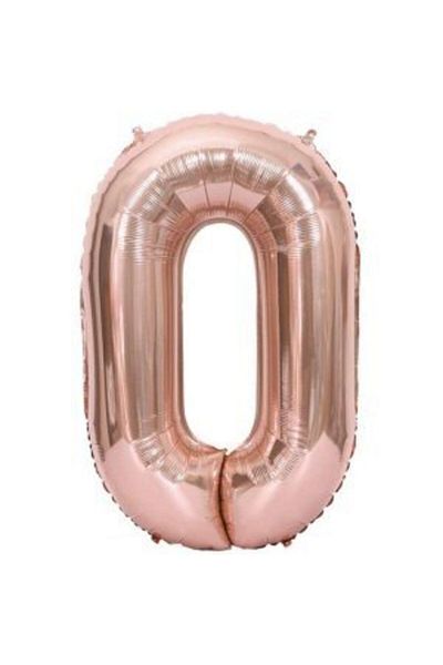 eğlencemarketi 34'' 80 Cm Rose Gold Bronze Foil Number Balloon 0