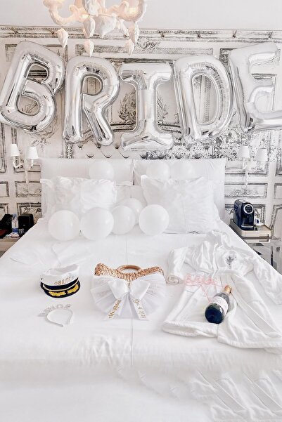 PEKSHOP Gümüş Bride Balon Seti Dev Folyo Balon Seti Bekarlığa Veda Bride To Be Partisi Balonları 100cm