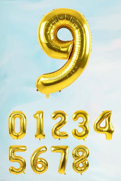 PEKSHOP Gold Number Foil Balloon Large Size Gold Number Balloons 100cm 40inch