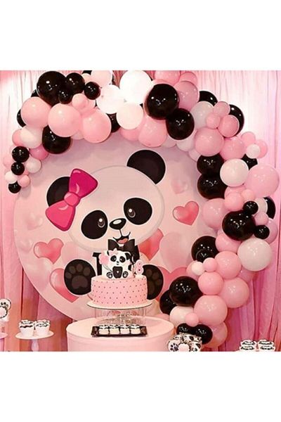 eğlencemarketi Panda Themed Chain Balloon Set