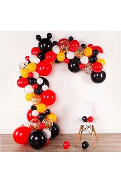 eğlencemarketi Red Black Chain Balloon Sets