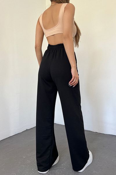 Sun Victoria Γυναικείο φούτερ με φαρδύ πόδι με δύο κλωστές μαύρο ριγέ