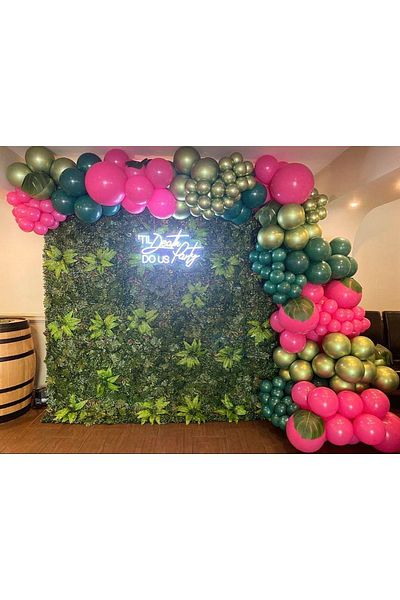 eğlencemarketi Chrome Green Gold Retro Sage And Fuchsia Balloon Chain 100 Pieces