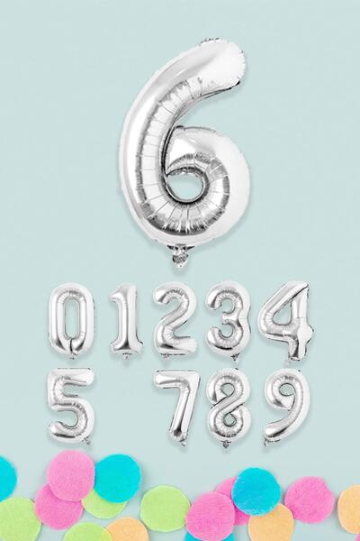 PEKSHOP بالونات فضية بأرقام فضية مقاس 16 بوصة 40 سم