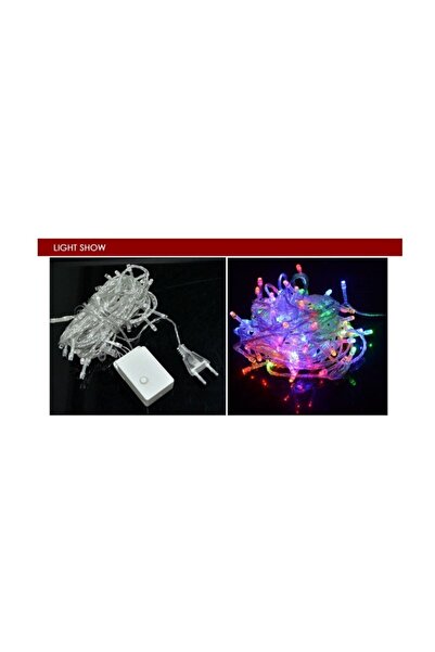 pazariz 10 Mt 100 Led Işık Renkli Noel Yılbaşı Agaç Süsleme Led Süs 9 Fon