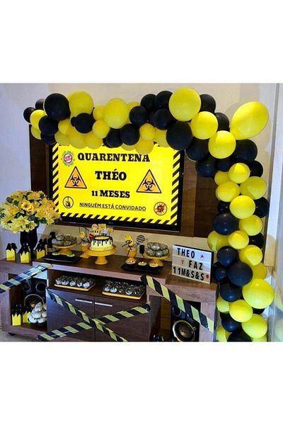 eğlencemarketi Pastel Black Yellow Balloon Chain 100 Pieces