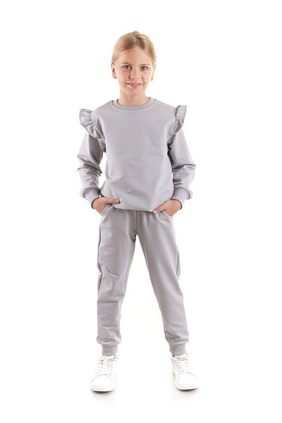AHENGİM Κοριτσίστικο σετ αθλητικής φόρμας Cotton Trend - Frill Detailed Ak2515