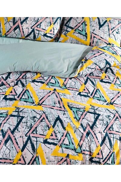 VODDİ Ranforce Fabric - Set de lenjerie de pat dublu și reversibil din bumbac
