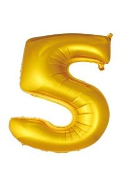 eğlencemarketi بالون ذهبي اللون على شكل رقم 5، مقاس 40 بوصة (100 سم).