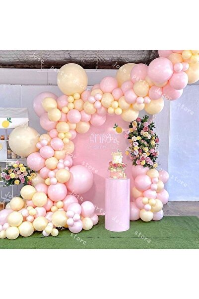 eğlencemarketi Makaron Sarı Ve Pembe Balon Zinciri 100 Adet