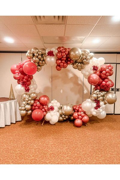 eğlencemarketi Chrome Red Chrome White Gold And White Balloon Chain 100 Pieces