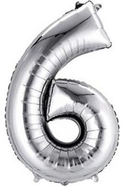Firsat Ayi Number 6 Deal Bear Silver Foil Balloon - 102 Cm