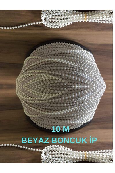 BULUT DİZAYN VE HEDİYELİK EŞYA 10meters Glass Balcony Plastic Beaded Rope Chains Bead Diameter 4.5mm (WHITE)