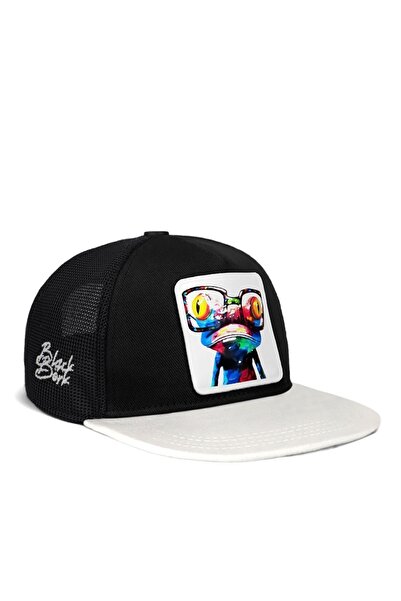 BlackBörk V1 Hip Hop Kids Bukalemun - 1 Logolu Beyaz-siyah Çocuk Trucker Şapka