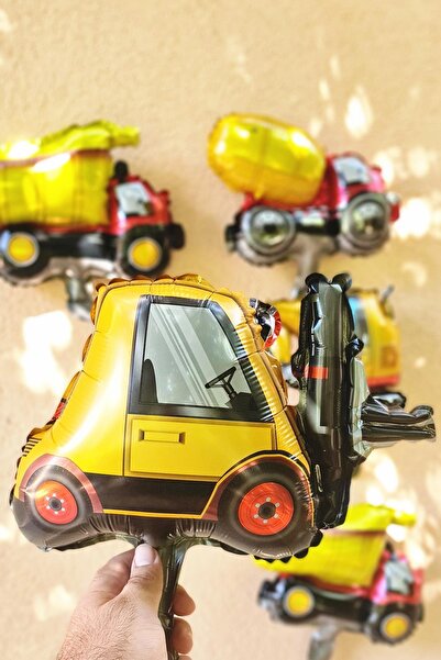 PEKSHOP İnşaat Konsept İş Makineleri Kamyon Kepçe Folklift Vinç Çimento Kamyonu 6 Lı Balon Paketi