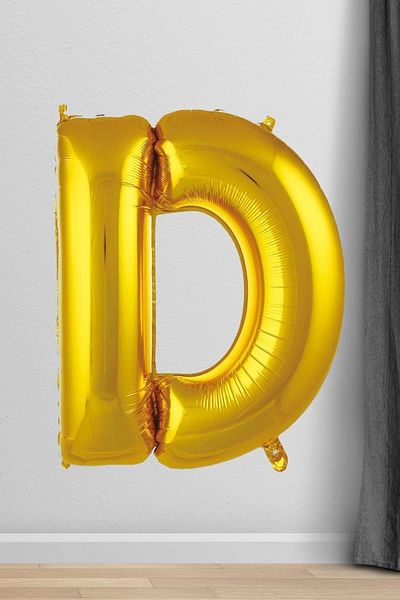 PEKSHOP Letter D Foil Balloon Gold 100 cm 40 Inch 1 Meter Gold