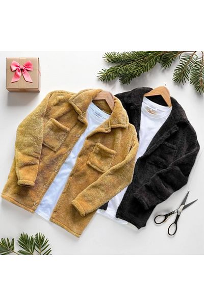 Fifty Color Συσκευασία με 2 Unisex Μαύρο και Μαύρο βελούδινο πουκάμισο ζακέτα από φλις