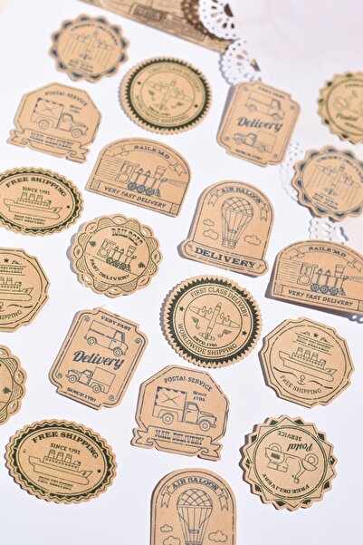 Scrapbook Kraft Delivery Stamps Sticker / Vintage Scrapbook