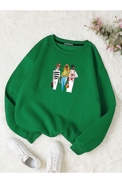 BENROMA Three Girls Printed Unisex Kids Sweatshirt - Crew Neck